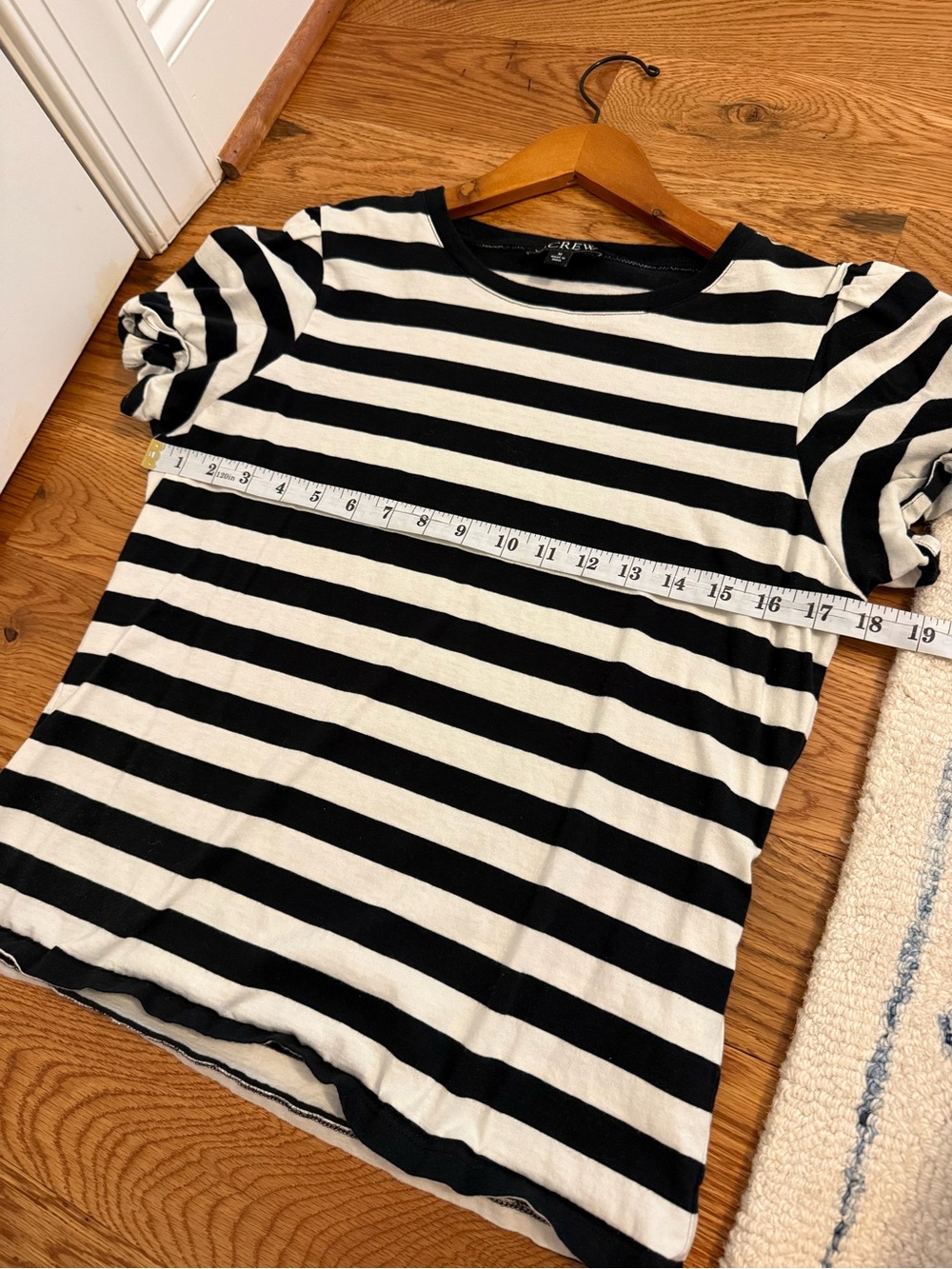 J.Crew Vintage jersey puff-sleeve T-shirt in stripe Size Medium - Picture 5 of 9